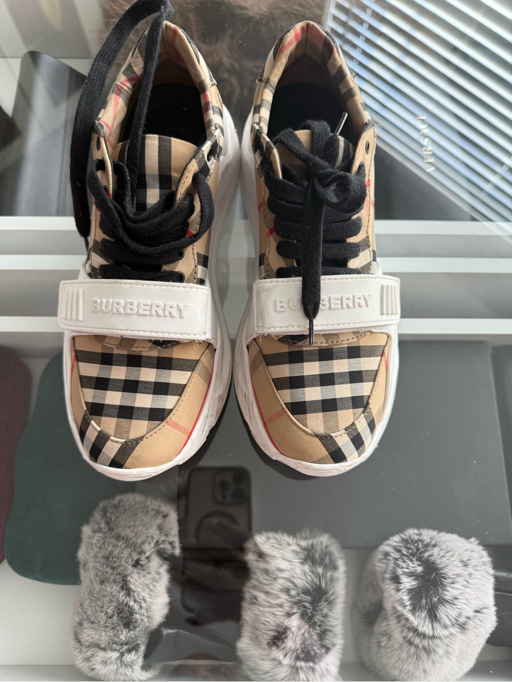 Burberry Women’s Beige Vintage Check Sneakers
